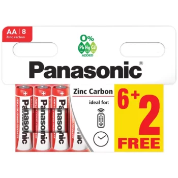 Panasonic Zinc Carbon AA Battery 8 Pack
