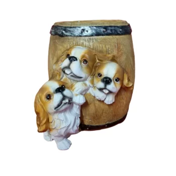 King Charles Spaniel in Barrel Planter