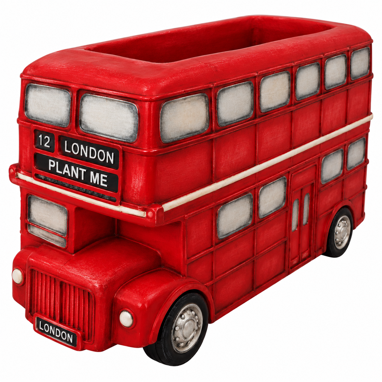 London Double Decker Bus Planter – Red Polyresin Garden Planter